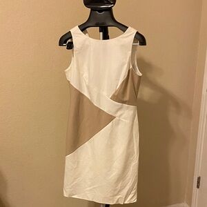 Daniel Cremieux White and Tan Patterned Mini Dress